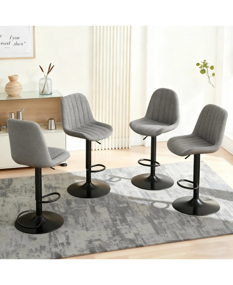 Streamdale Grey Swivel Bar Stools with Adjustable Height (Set of 2)