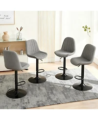 Streamdale Grey Swivel Bar Stools with Adjustable Height (Set of 2)