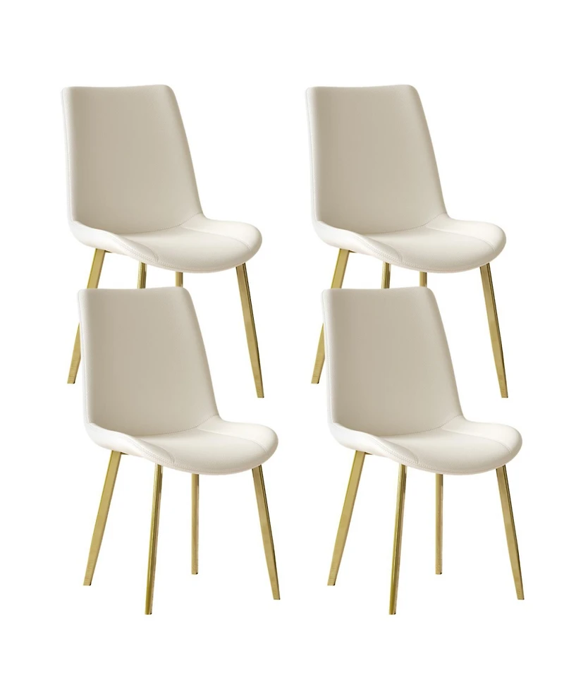 Streamdale Dining Chairs Set of 4, Modern Pu Leather Metal Dining Chairs - White