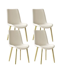 Streamdale Dining Chairs Set of 4, Modern Pu Leather Metal Dining Chairs - White