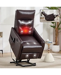 Streamdale Furniture Brown Pu Power Lift Recliner with Massage