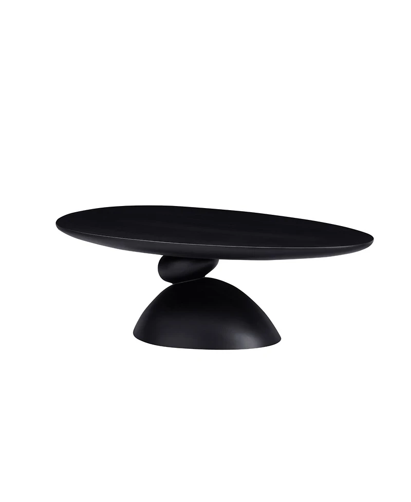 Streamdale Lucky Stone Oval Coffee Table, Modern Minimalist Fiberglass Center Table, Black