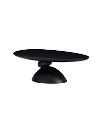 Streamdale Lucky Stone Oval Coffee Table, Modern Minimalist Fiberglass Center Table, Black