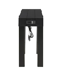 Streamdale Rustic Minimalist Console Table with Hidden Drawer & Power Outlet (Black)