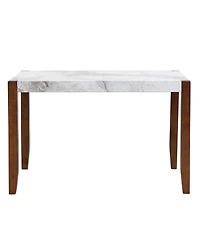 Streamdale Furniture 5-Piece Faux Marble Dining Table Set for 4 with Upholstered Chairs, Gray