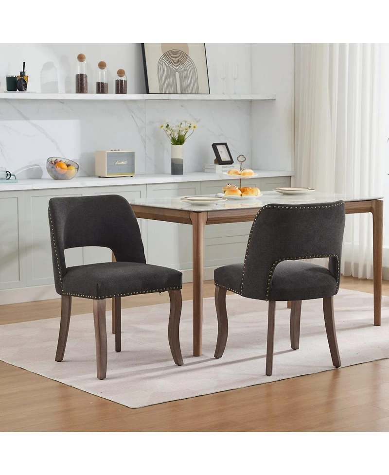 Streamdale Furniture Wooden Dining Chairs Set of 2, Modern Fabric Upholstered Kitchen Chairs