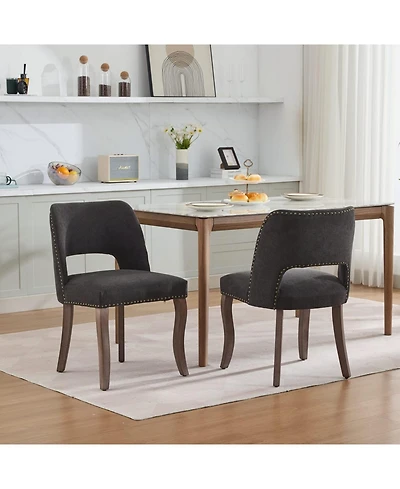Streamdale Furniture Wooden Dining Chairs Set of 2, Modern Fabric Upholstered Kitchen Chairs
