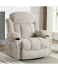 Streamdale Furniture Swinging recliner massage heated sofa with Usb and cup holders (Beige