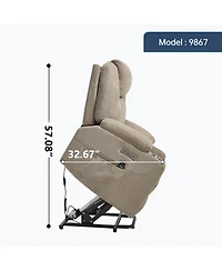Streamdale Furniture Streamdale Power Lift Recliner Chair, 350 Lbs Capacity, 8-Point Massage, Heating, Usb/Type-c, Khaki