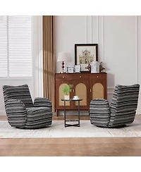 Streamdale Furniture Streamdale Modern Style Swivel Leisure Chair with Striped Armrest