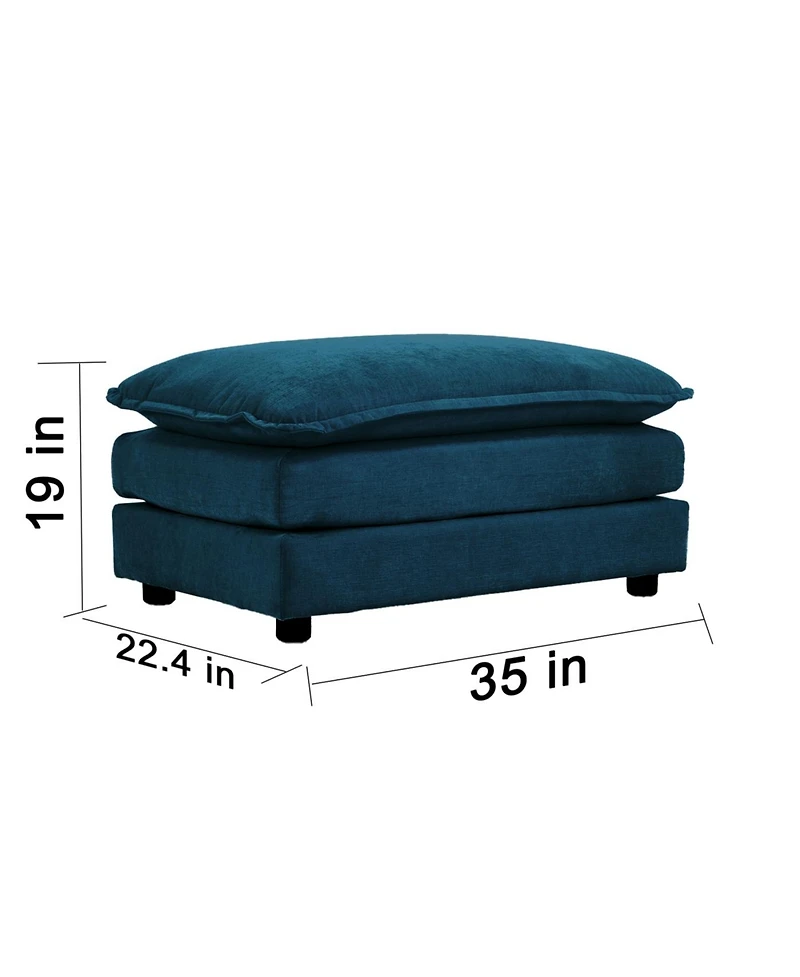 Streamdale Furniture Streamdale Blue Chenille Fabric Ottoman Footrest for 2, 3, and 4 Seater Sofas