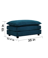 Streamdale Furniture Streamdale Blue Chenille Fabric Ottoman Footrest for 2, 3, and 4 Seater Sofas