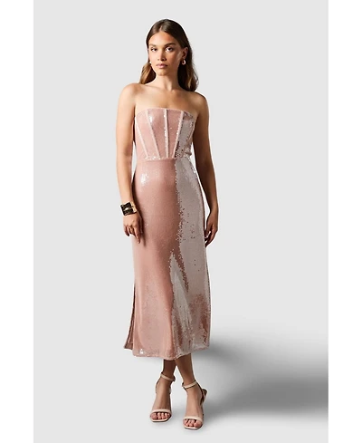 Coast Women's Bandeau Corset Sequin Midi Dress