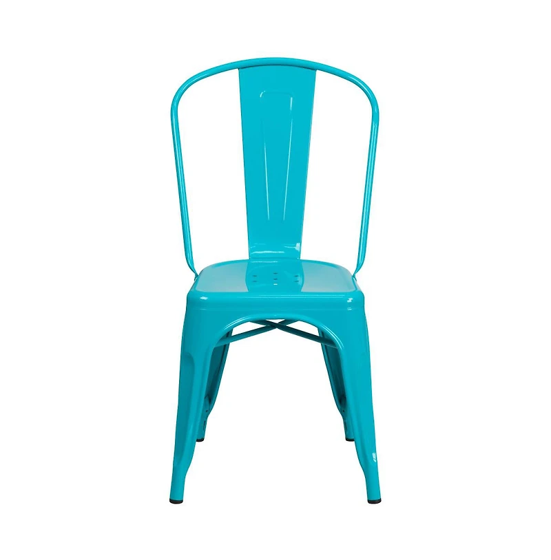 Emma+Oliver Commercial Grade 4 Pack Metal Indoor-Outdoor Stackable Chair