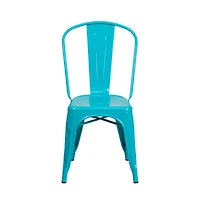 Emma+Oliver Commercial Grade 4 Pack Metal Indoor-Outdoor Stackable Chair