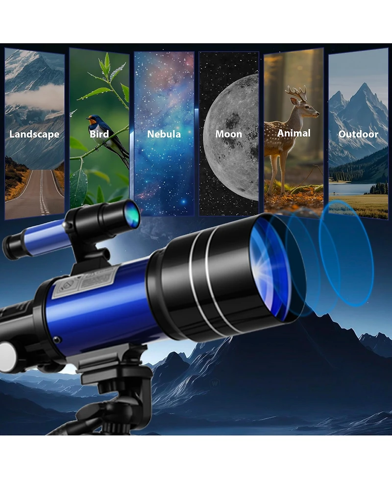 Telescope 70mm Aperture 300mm Az Mount Telescope with Stand and Phone Adapter for Kids, Adults and Beginners