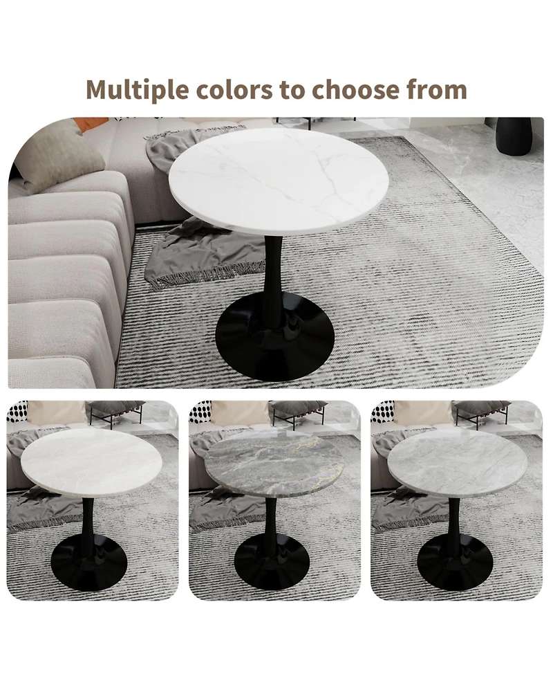Streamdale 27.6" Black Mid-Century Modern Dining Table with White Marble Top