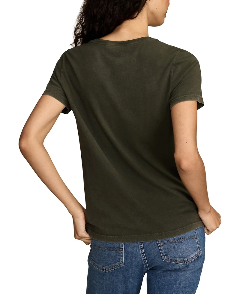 Lucky Brand Women's Rolling Stones Heart Lip Crewneck T-Shirt