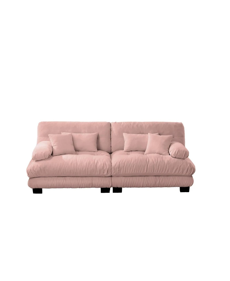 Streamdale Furniture Cloud Couch 2 Seater Sofa, Chenille Pink with 4 Pillows