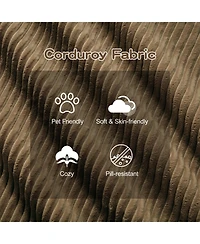 Streamdale Furniture Modern L-Shaped Corduroy Sectional Sofa with Movable Ottoman