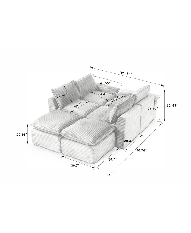 Streamdale Furniture Streamdale Modern corduroy cloud sofa, freely combined