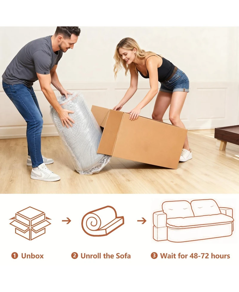 Streamdale Furniture Streamdale Modern Floor Sofa with 2 Pillows, Convertible Corduroy Sleeper Sofa Bed