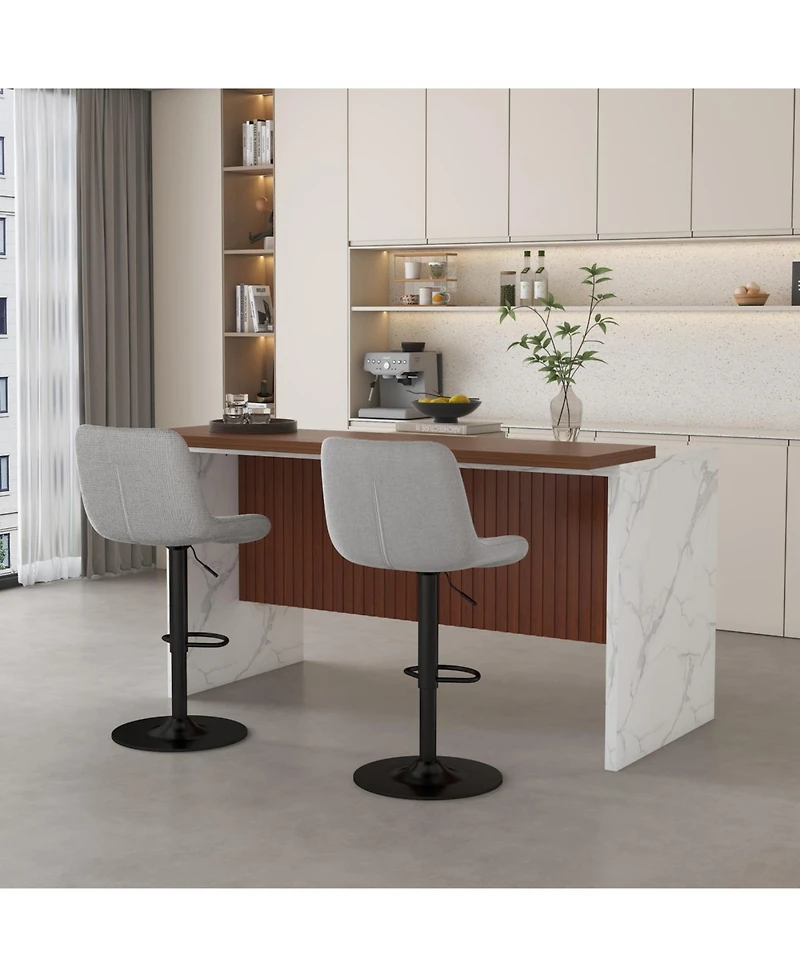 Streamdale Furniture Black Marble Kitchen Island with Led Lighting & Grille Details