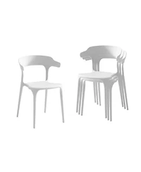 Streamdale Furniture Stackable White Plastic Dining Chairs - Set of 4