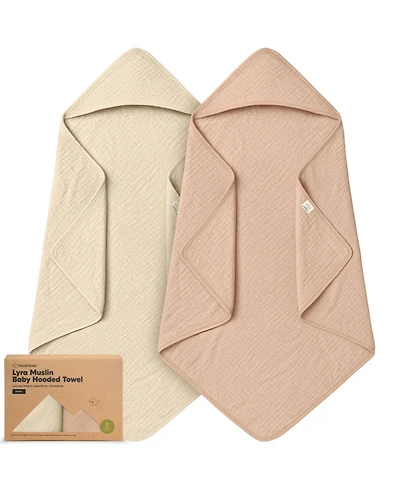KeaBabies 2pk Lyra Muslin Baby Towels with Hoods for Girl, Boy, Soft, Absorbent, Cotton Hooded Bath