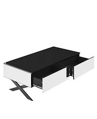 Streamdale Furniture Streamdale Rectangular Black High Gloss Coffee Table with Storage - 47.3