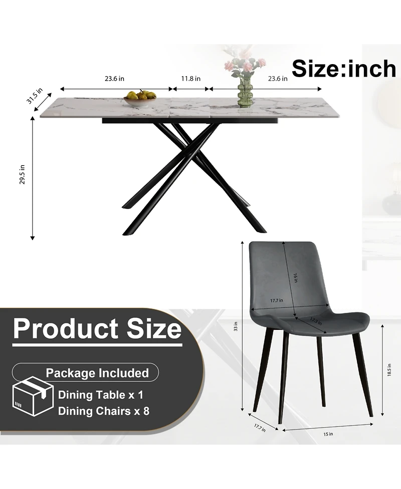 Streamdale Furniture 35" Round Black Glass Mid-Century Modern Dining Table