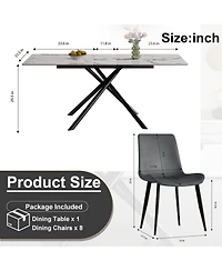 Streamdale Furniture 35" Round Black Glass Mid-Century Modern Dining Table