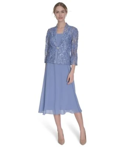 Jessica Howard Womens 3 4 Sleeve Jacket With Crewneck Dress