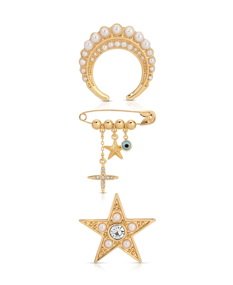 Ettika Gold Plated Celestial Brooch Set