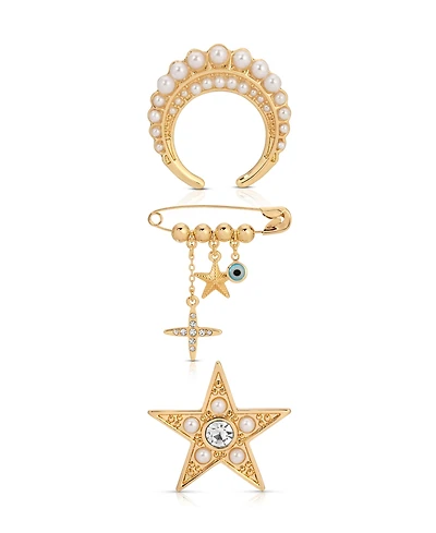 Ettika Gold Plated Celestial Brooch Set