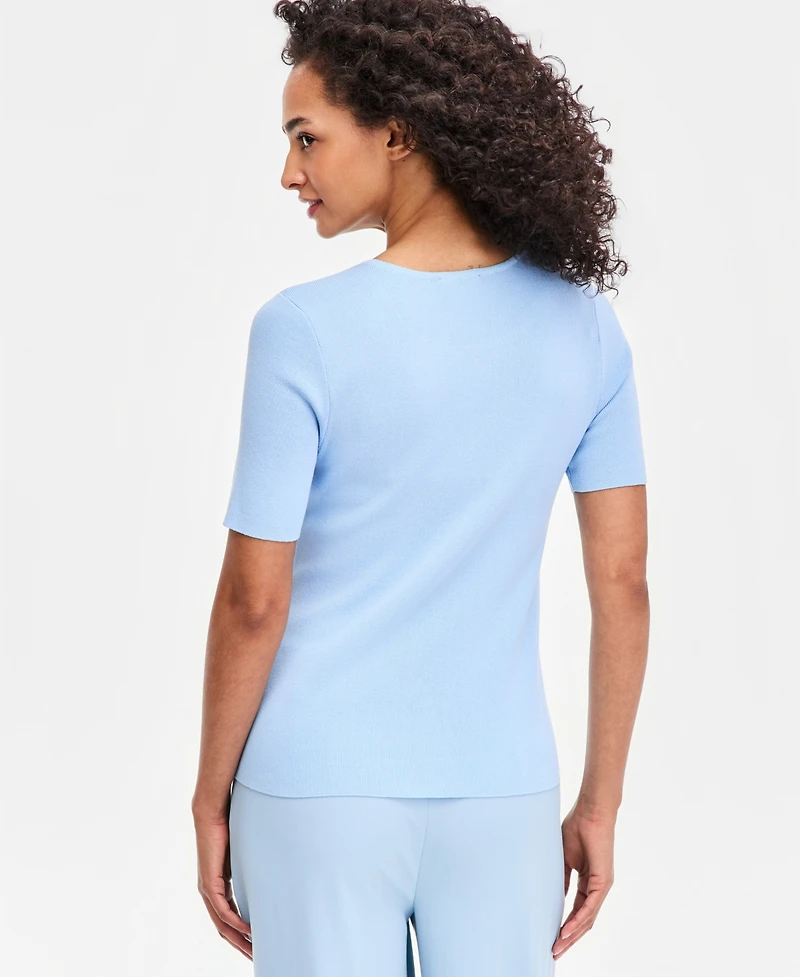 Tahari Asl Women's Short-Sleeve Sweater T-Shirt