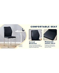 Streamdale Furniture Glass Dining Table Set with 4 Black Pu Chairs