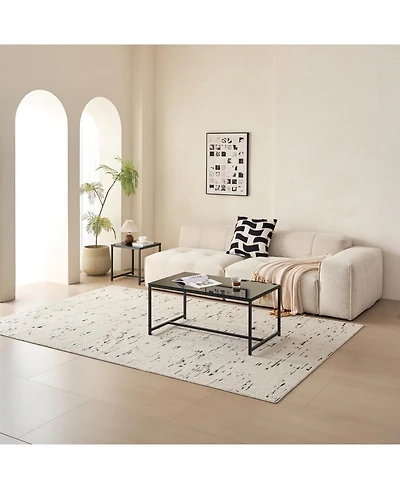 Streamdale Furniture Black Glass CoffeeTable, Small Tea Table, Glass with Metal Legs Sofa Table