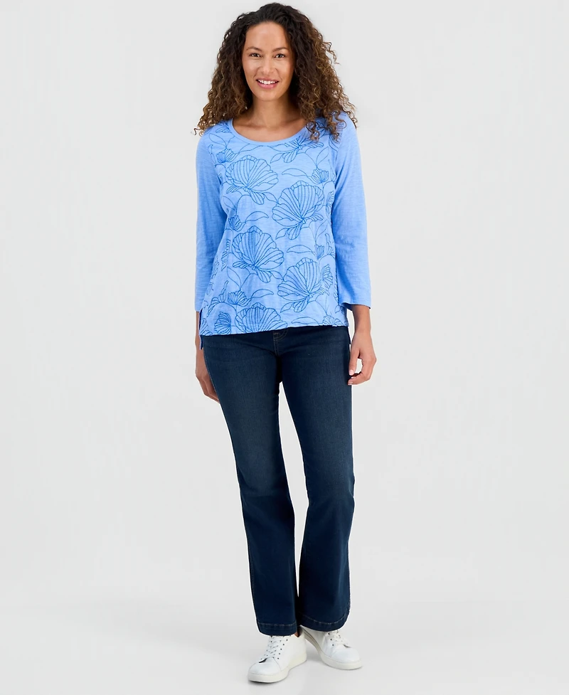 Style & Co Petite Embroidered-Front Top, Macy's Exclusive