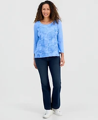 Style & Co Petite Embroidered-Front Top, Macy's Exclusive