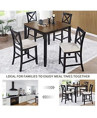 Streamdale Furniture 5-Piece Counter Height Dining Table Set with 4 Chairs, Black & Oak