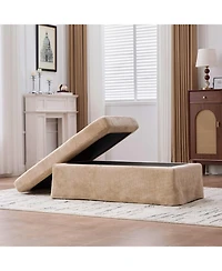 Streamdale Furniture Modern Chenille Ottoman with Black Metal Legs