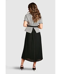 Coast Women's Tweed Bodice Pleated Skirt Dress