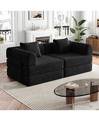 Streamdale Furniture 72.4" Convertible Sofa Bed with Storage Pockets and Cushions