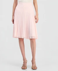 Tahari Asl Women's Solid-Color Pleated Chiffon Midi Skirt