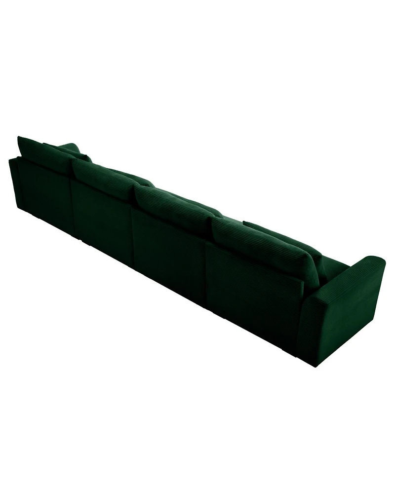 Streamdale Furniture 4 Seater Green Corduroy Sofa with 4 Waist Pillows