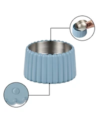 The Licker Store Ripple Ridge Small/Medium Slanted Concrete and Stainless Steel Bowl 16oz (2 Cups) Pet Feeder