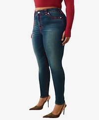 True Religion Plus Jennie Mid Rise Lurex Super T Flap Jeans