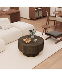 Streamdale Furniture Mdf Modern Round Coffee Table Set with 2 Pu Dining Chairs