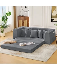 Streamdale Furniture Corduroy Convertible Sofa Bed Loveseat with 5 Pillows